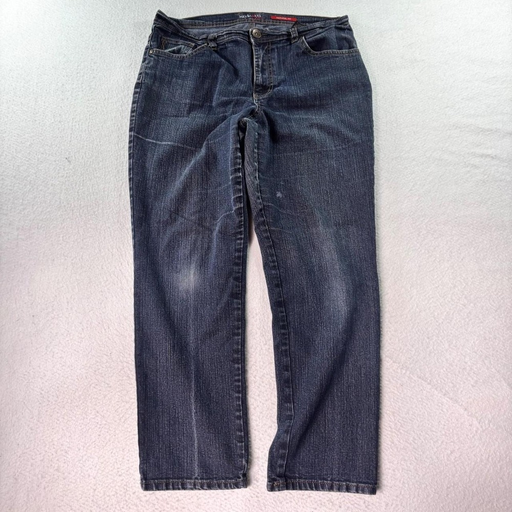 Style &Co Y2K Women's Natural Fit Straight Leg Jeans Size 12S Blue Stretch Denim